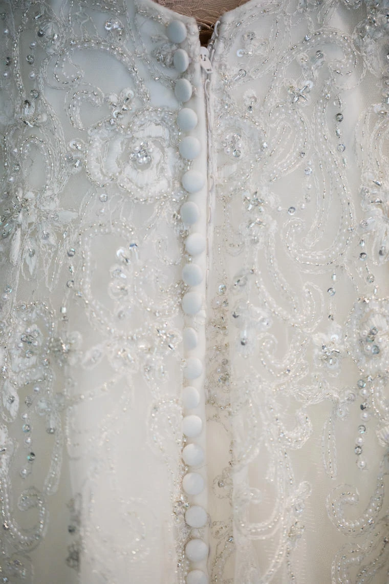 back details of bridal gown