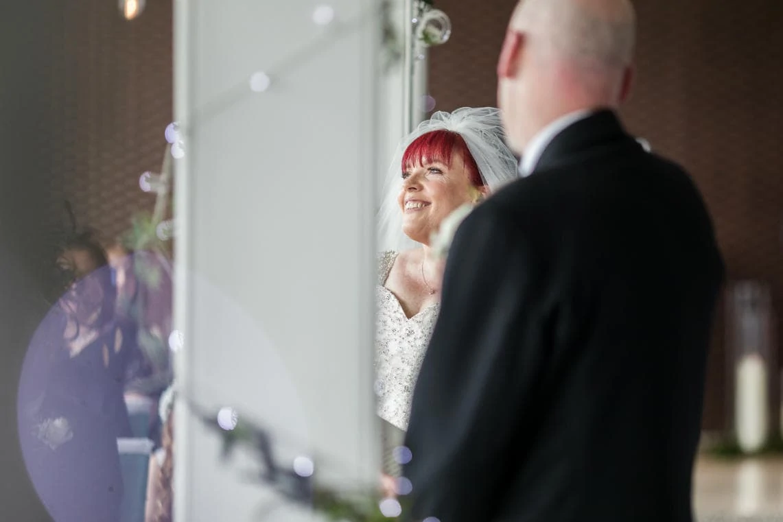 bride smiling during Humanist ceremony