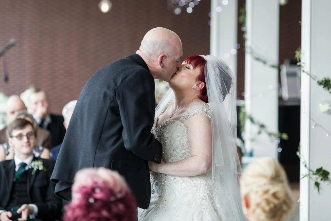 newlyweds' first kiss