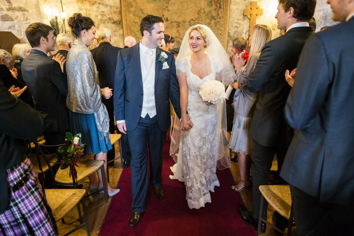 Auld Keep Great Hall bride and groom recessional