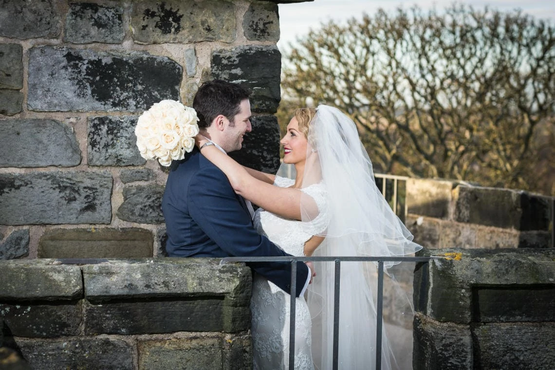 Auld Keep rooftop newlyweds face to face