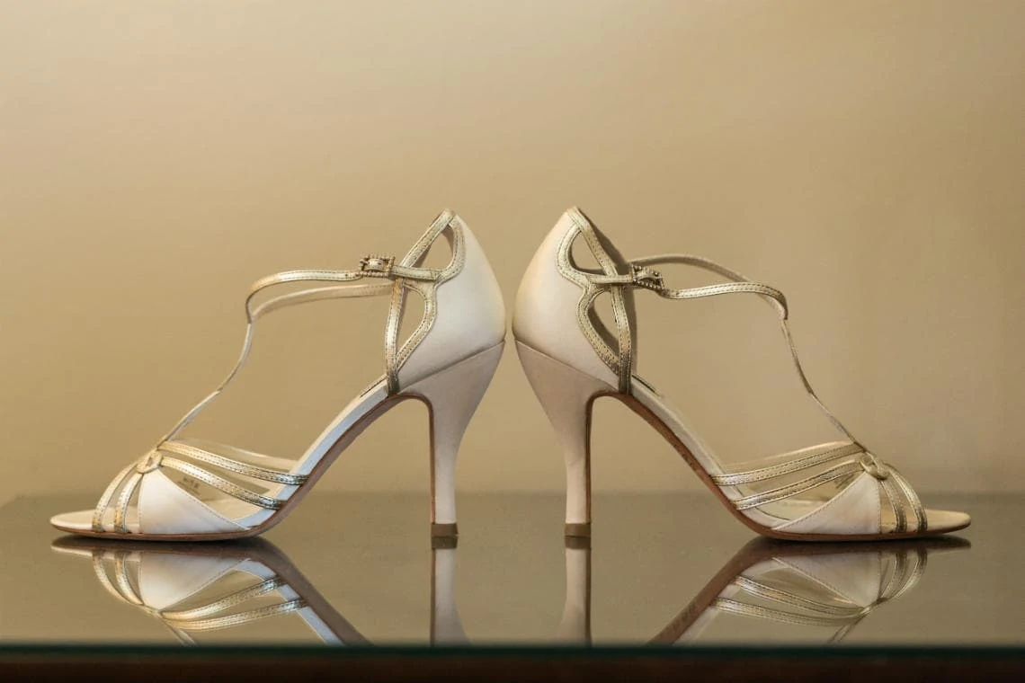 bridal shoes reflection