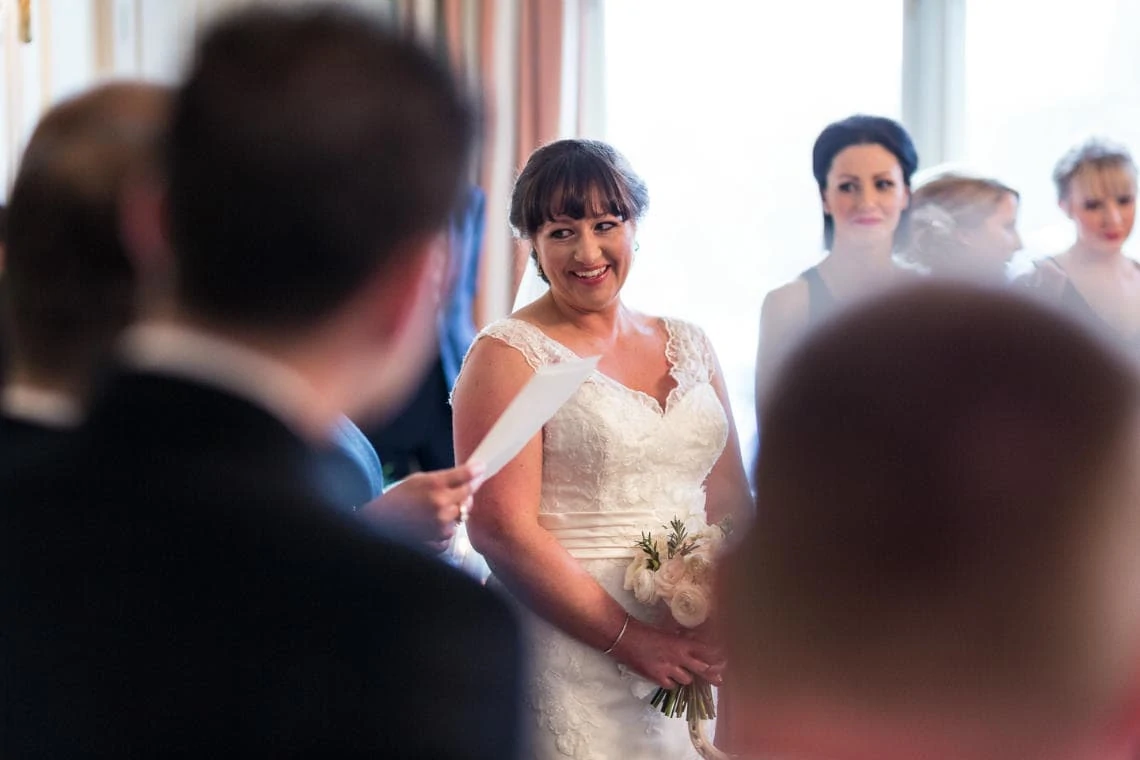 bride enjoys a reading in the Esk Suite