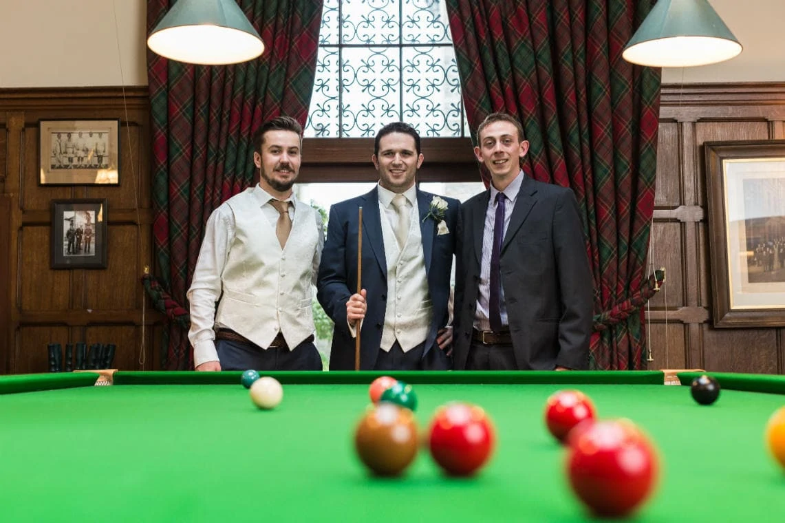 Billiards room groom and Best Men