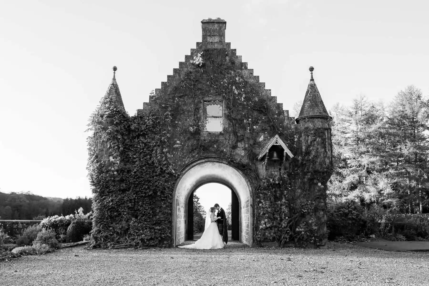 Black and white elegance at Duntreath Castle