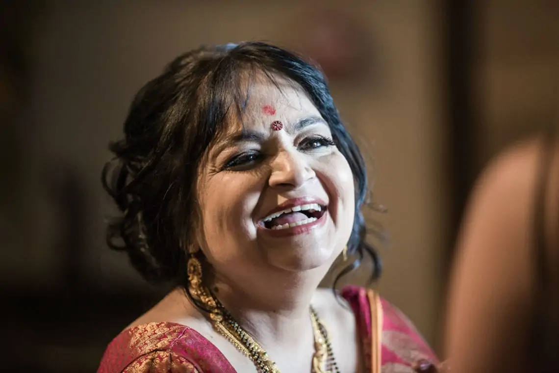 Indian lady pictured laughing
