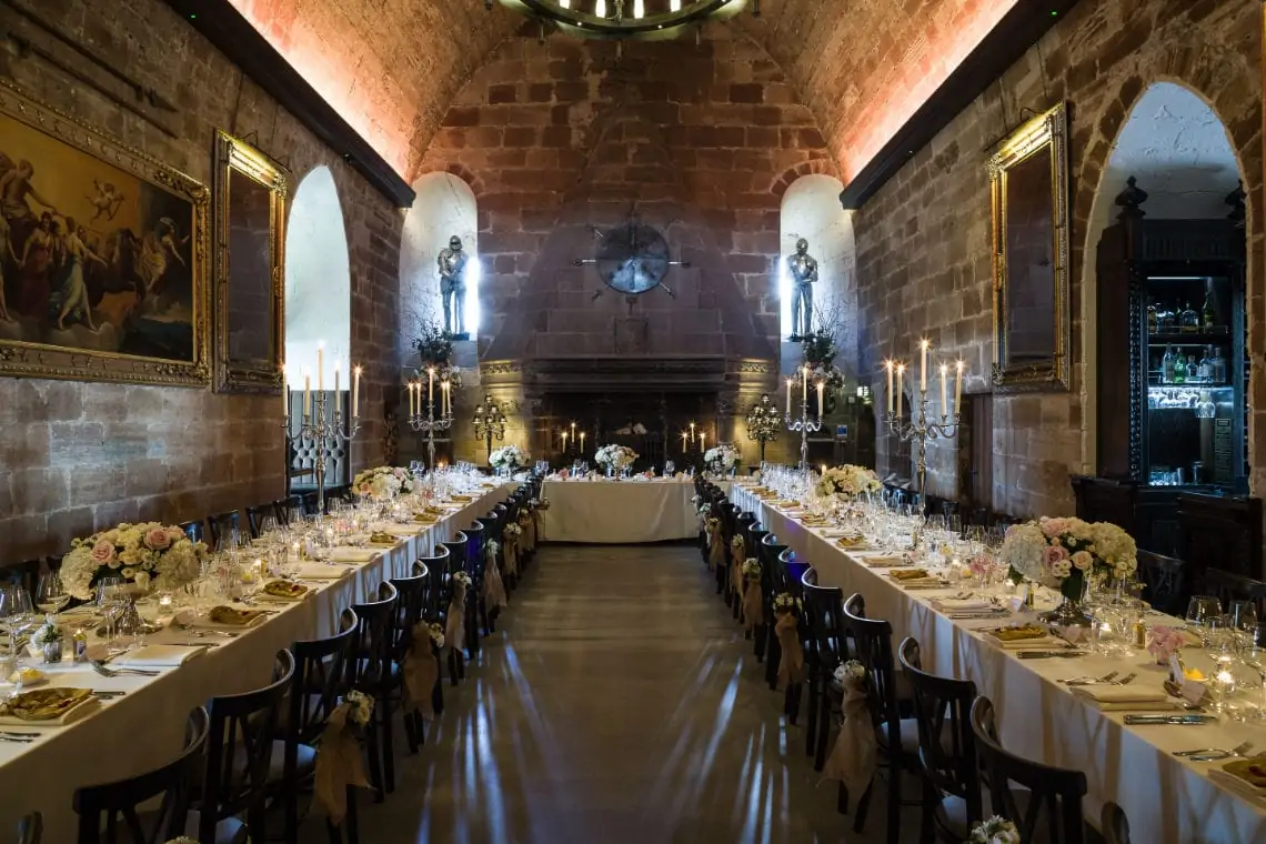 The Great Hall dressed for the wedding breakfast