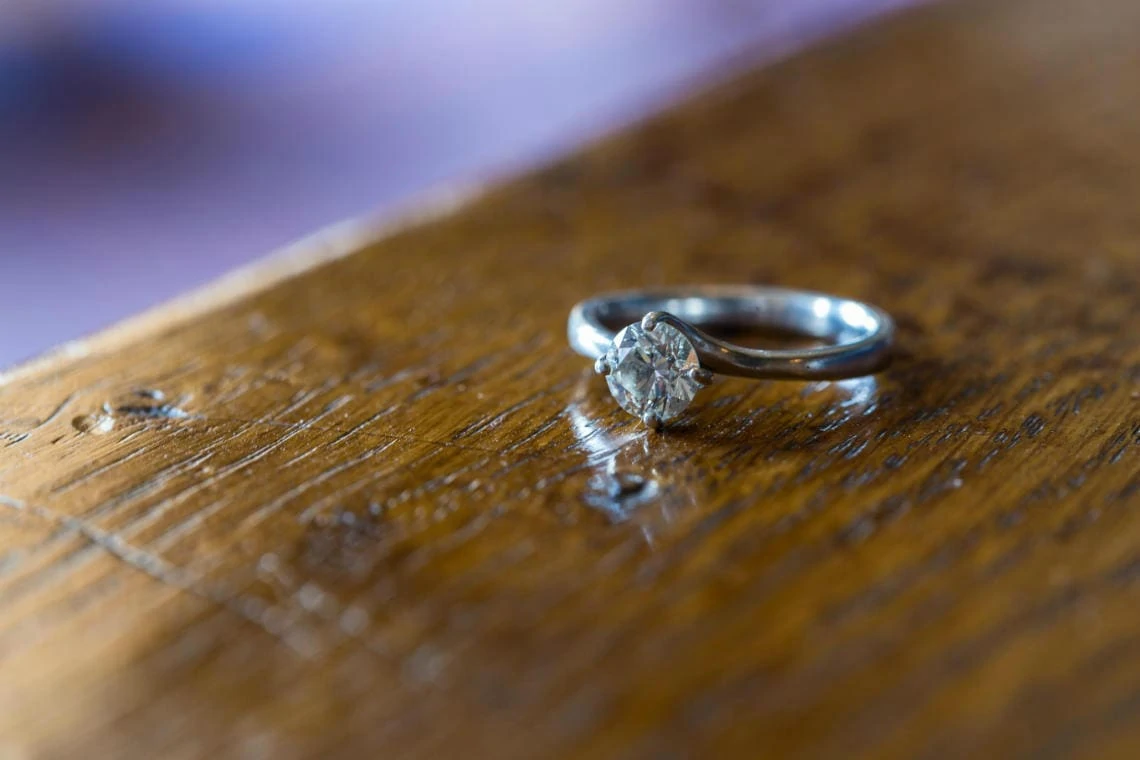 bride's diamond solitaire engagement ring
