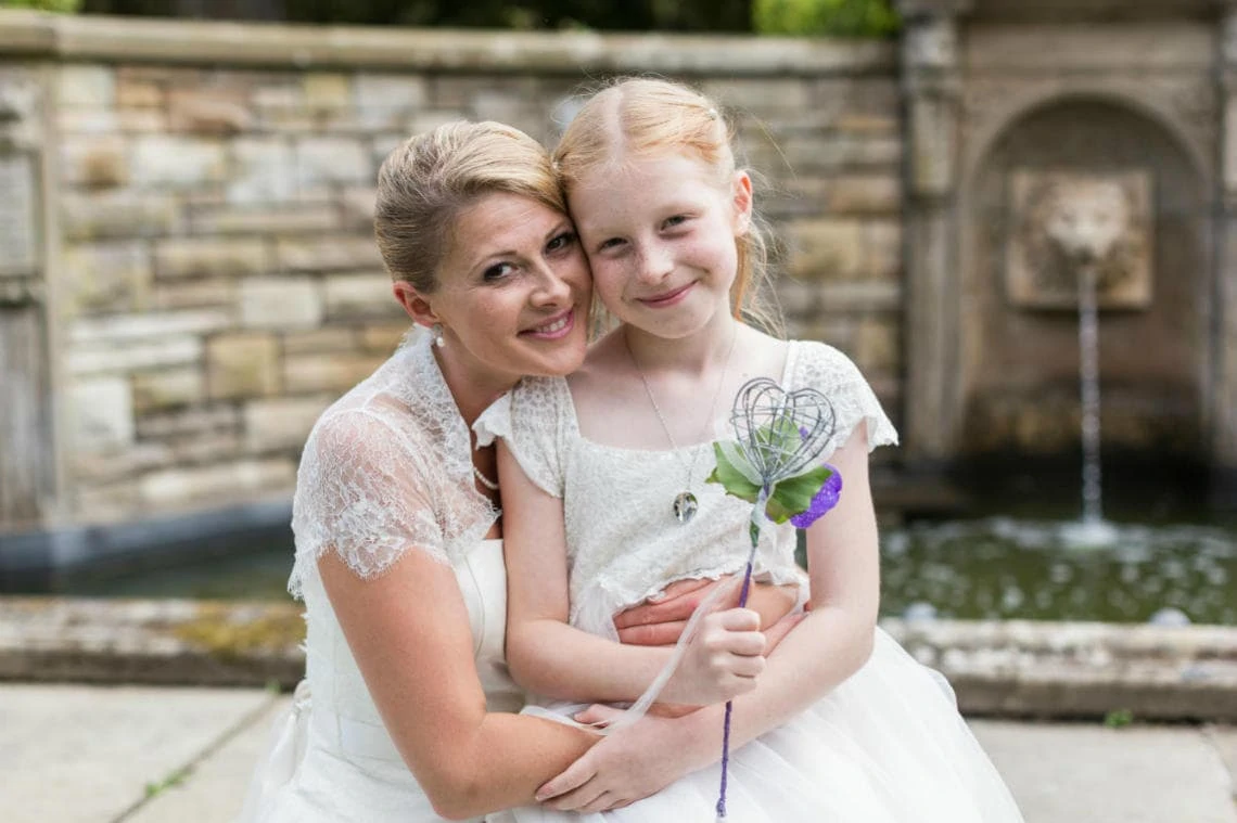 bride and flower girl on the Champagne Terrace