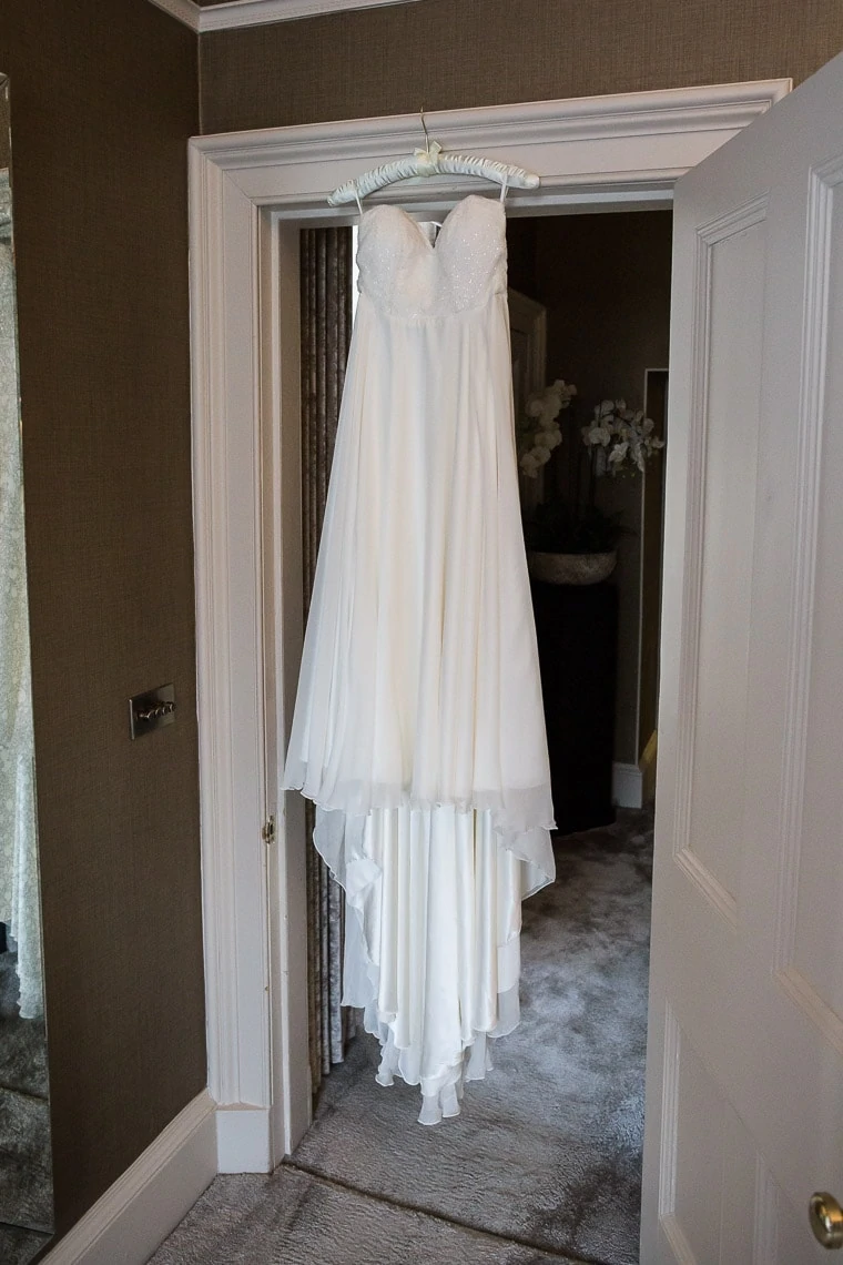 bride's dress hanging