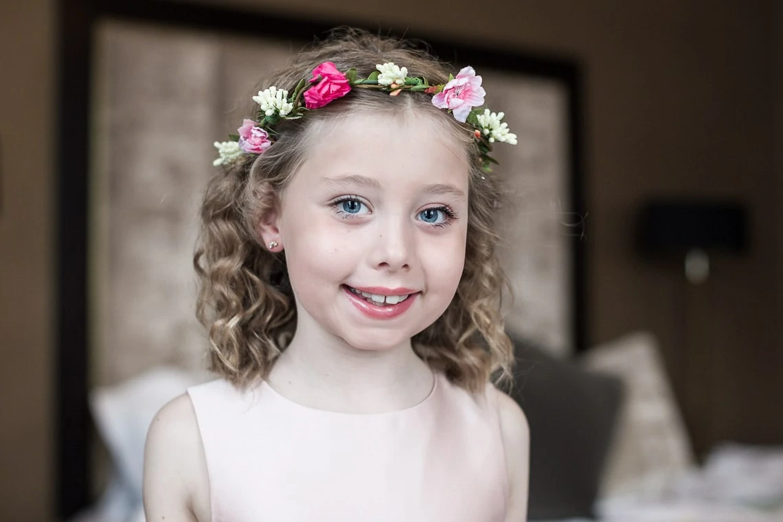 flower girl with flowers in her hair
