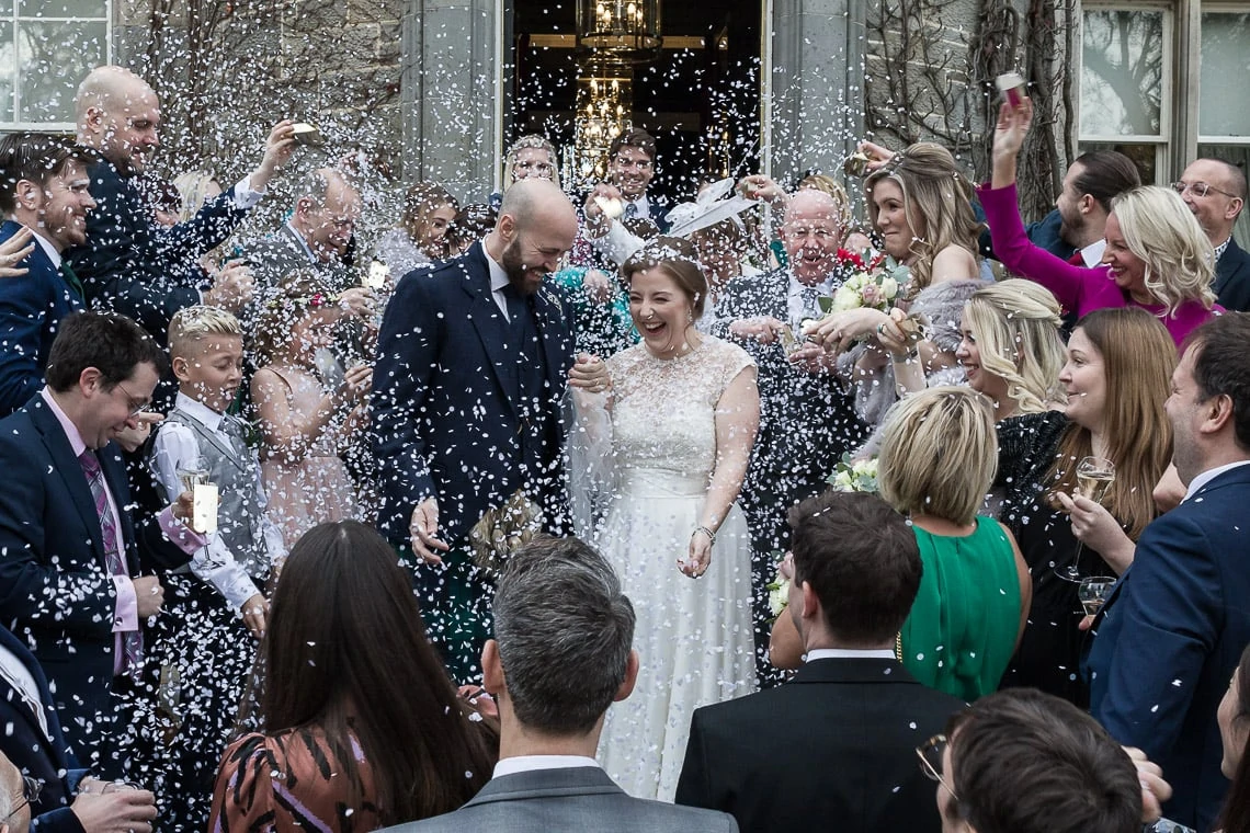 confetti shower on the front steps