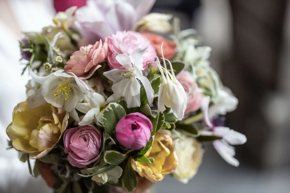 bridal bouquet with pink flowers