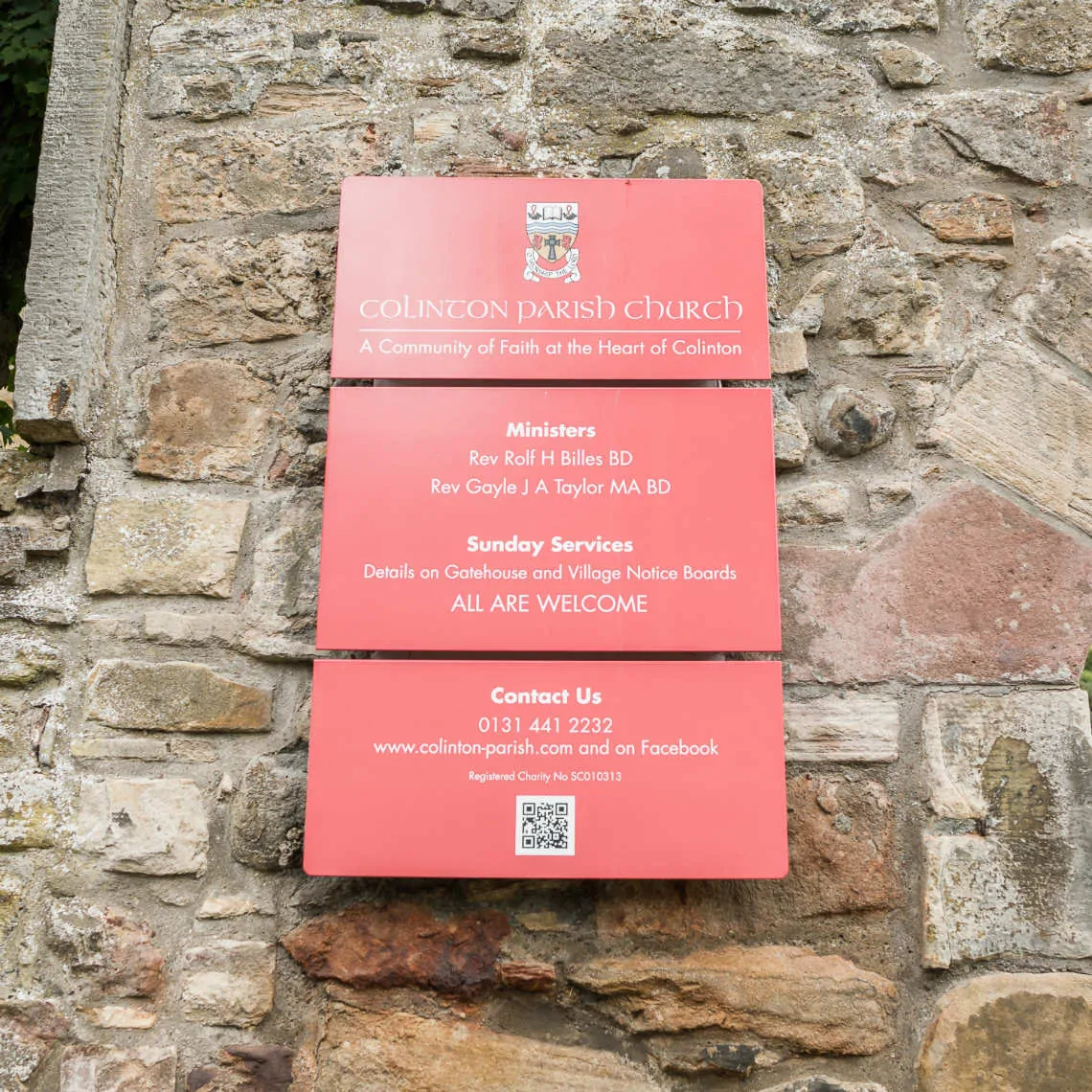 Colinton Parish Church entrance sign