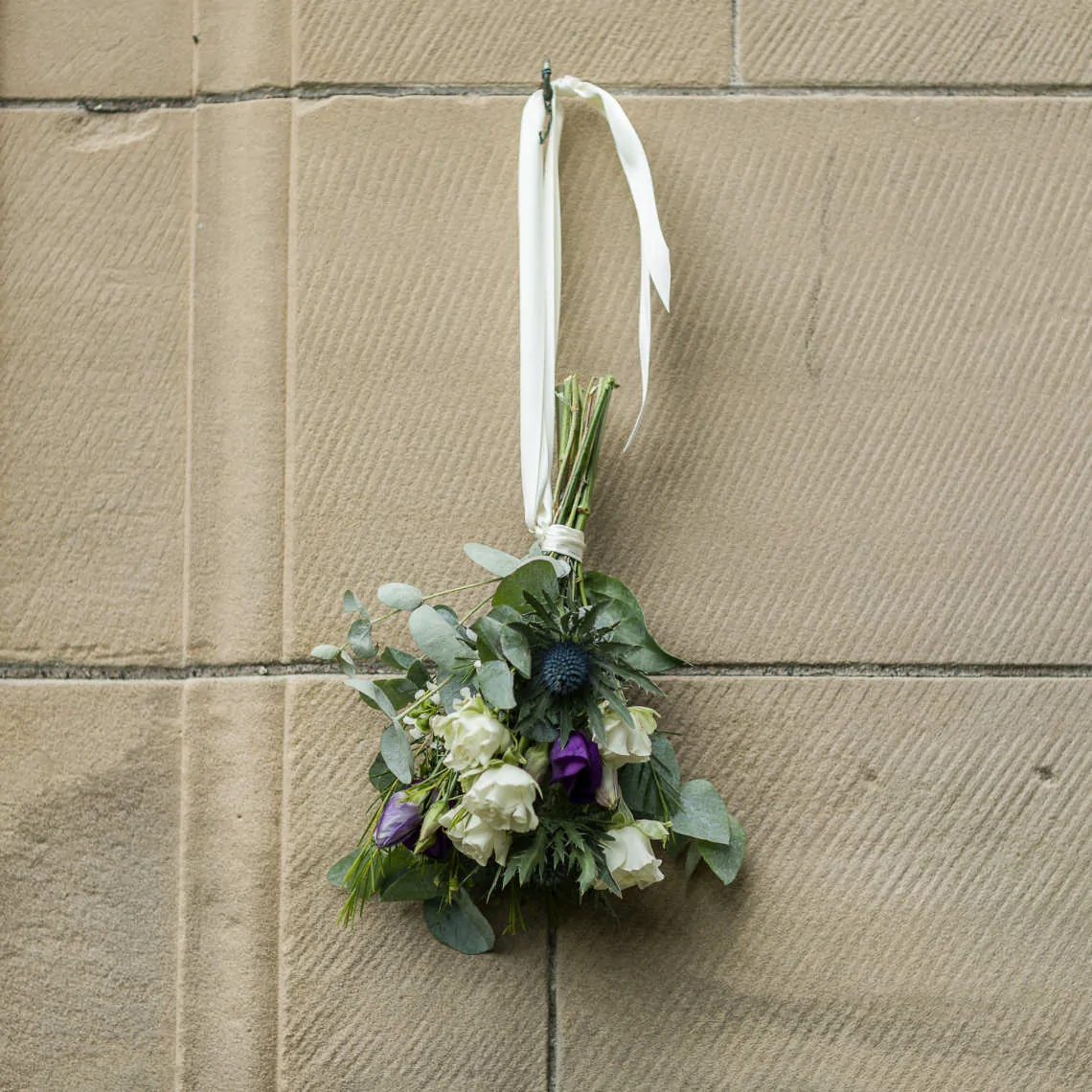 Floral decoration hanging at the church entrance