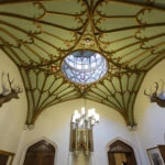 decorative ceiling above the reception area
