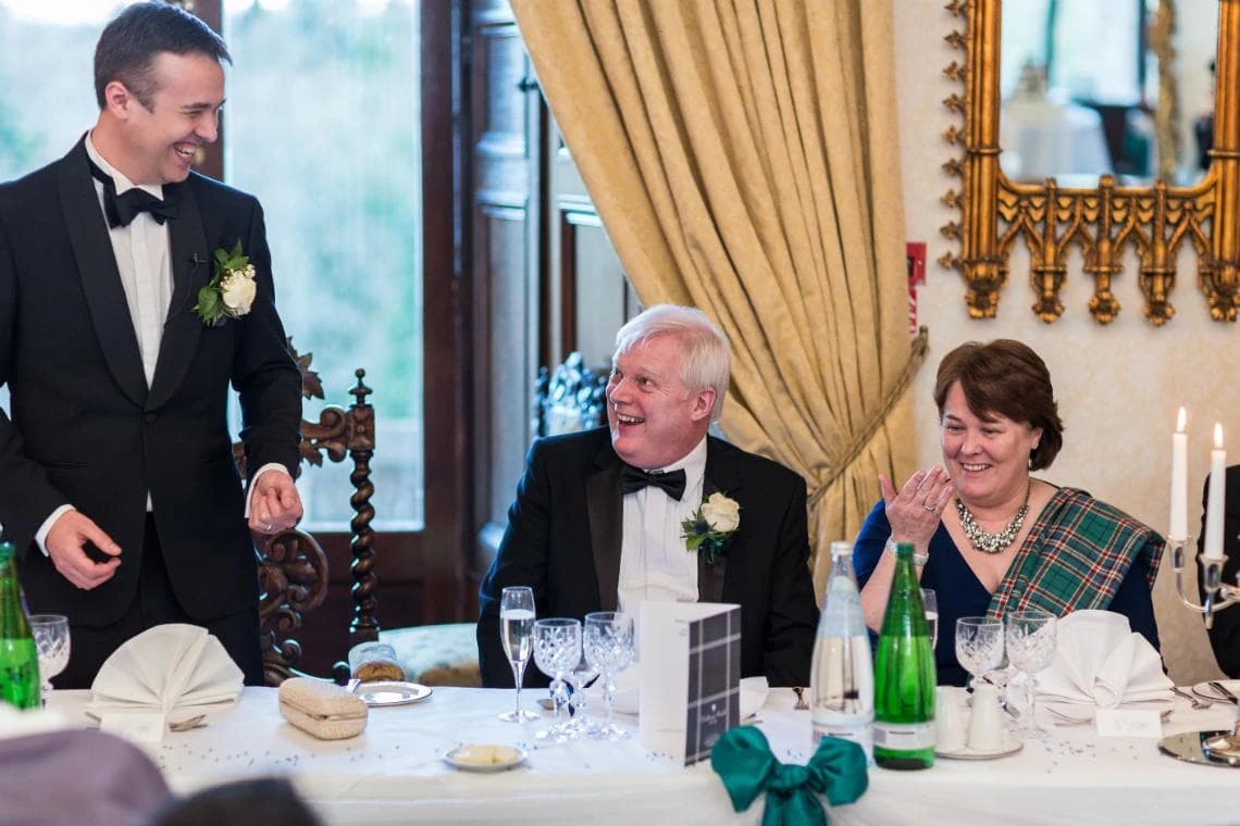 laughter during the groom's speech in the Ramsay Suite