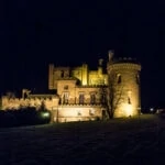 Dalhousie Castle exterior lit up at night
