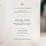 wedding breakfast menu card