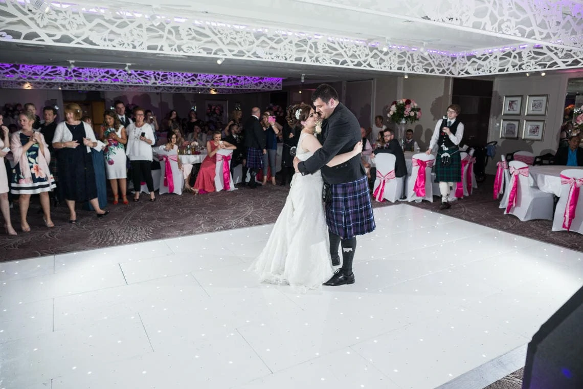 Dalmahoy Suite - newlywed first dance with an LED white dancefloor