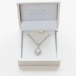 bride's Ivory and Co diamond necklace in a white box