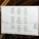 table plan displayed on a mirror in the Main Hall