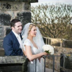newlyweds on the roof of the Auld Keep