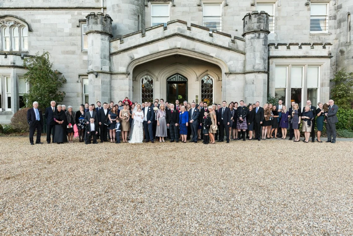 group photo of everyone at the entrance to Dundas Castle