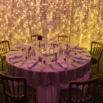 table setting in the Pavilion with LED curtain in the background