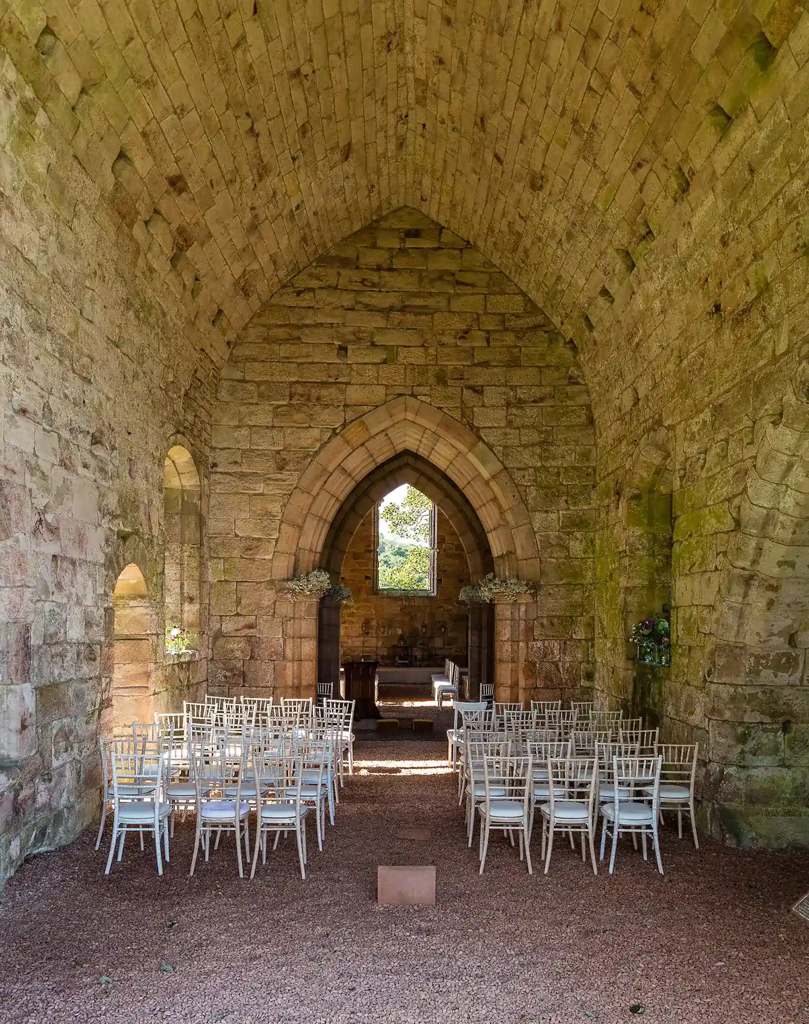 interior of Dunglass Collegiate Church viewed from the entrance arch