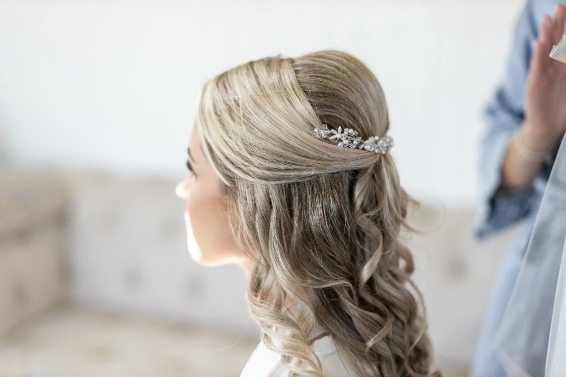 side view of bridal hair
