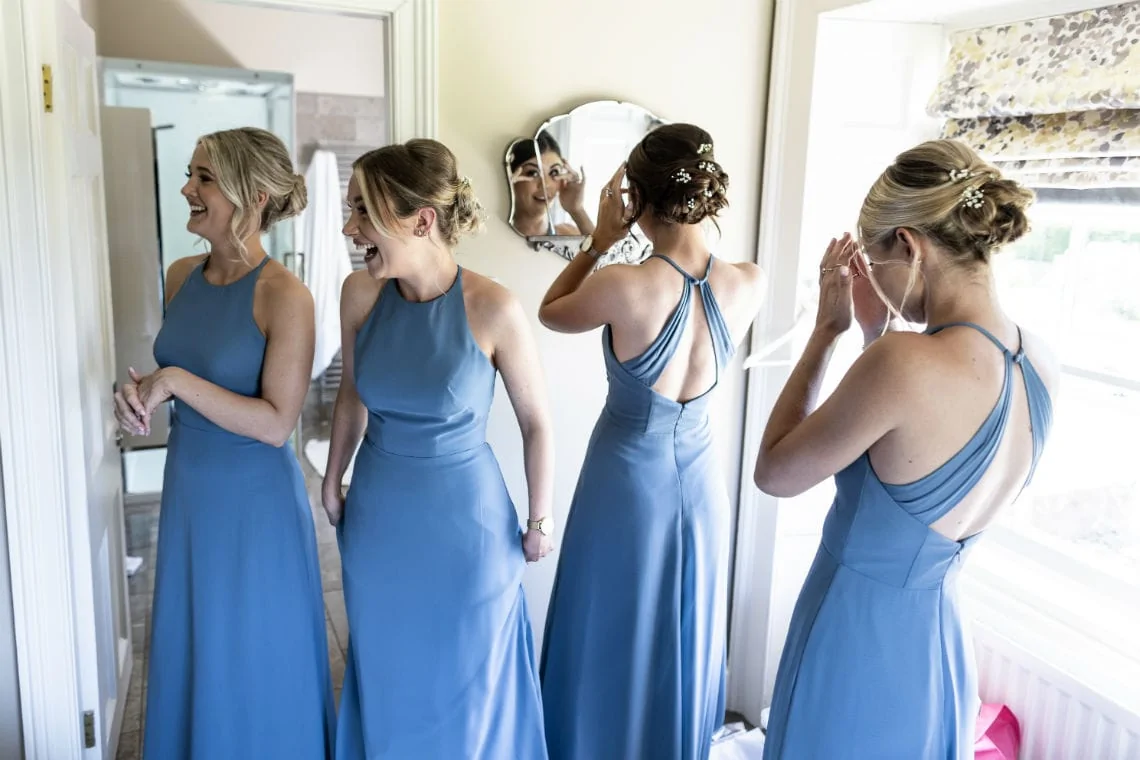 tearful and happy bridesmaids