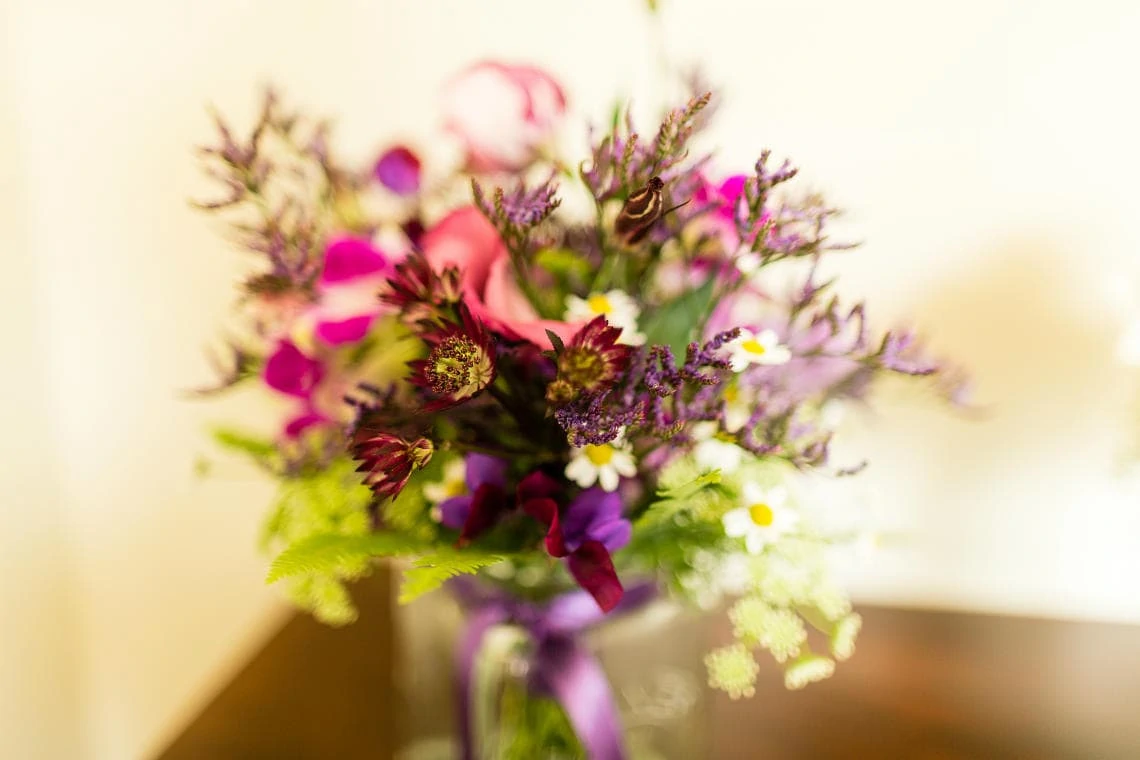 bridesmaid bouquet purple and pink flowers