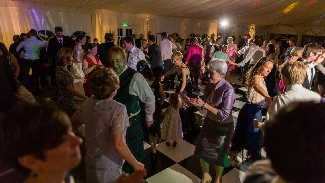 packed dancefloor in the marquee during the ceilidh dancing