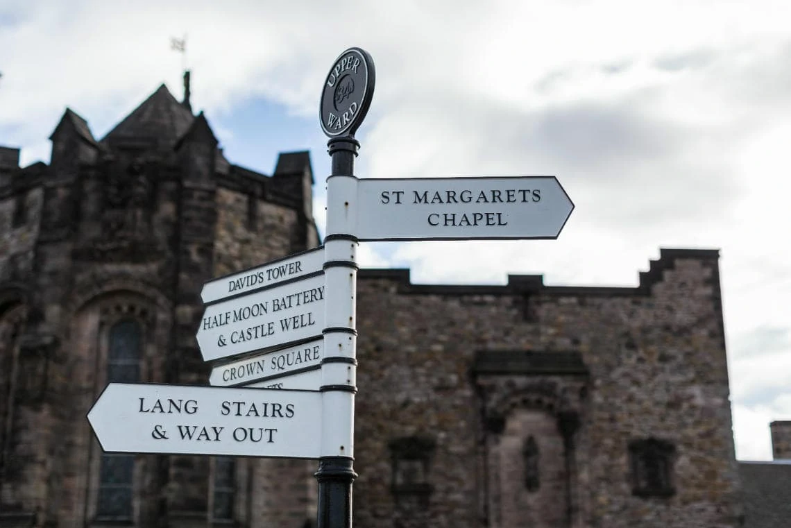 Edinburgh Castle St Margaret's Chapel signage