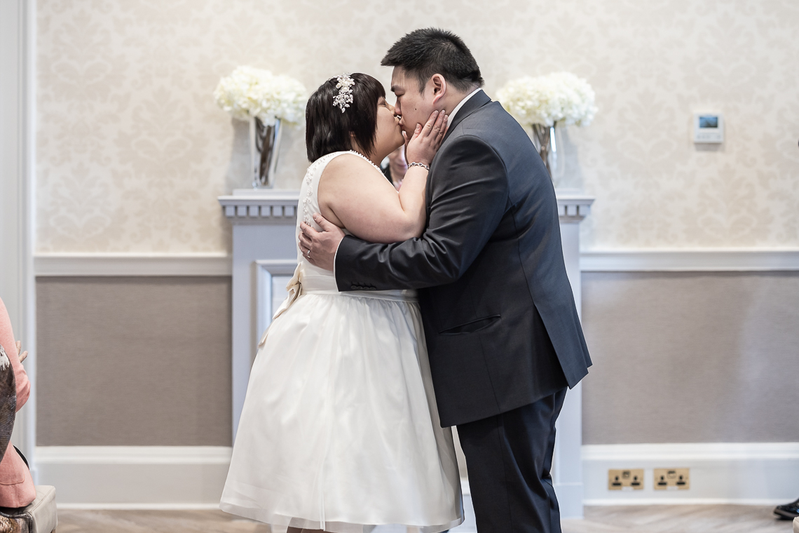 newlyweds' first kiss