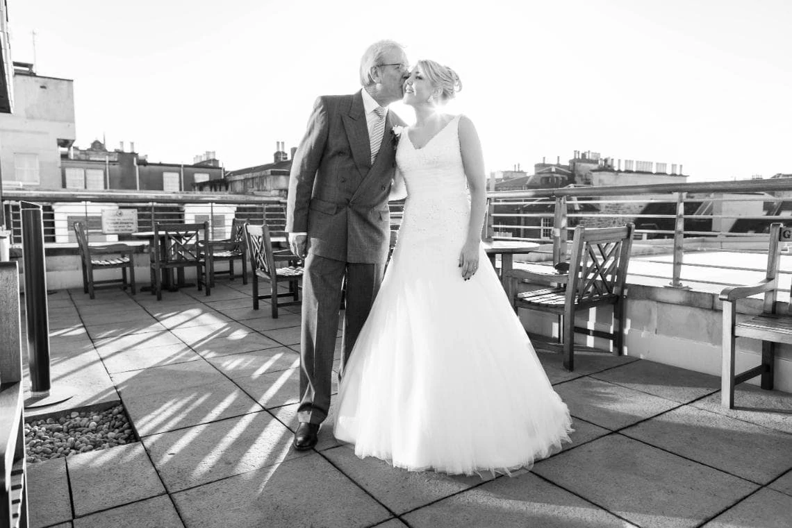 bride and father Forthview Suite patio
