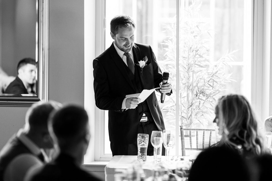 Eskmills Venue Wedding groom doing speech at evening reception