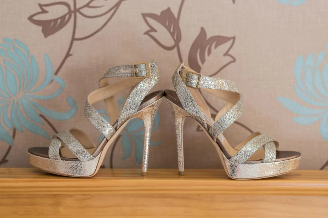 Jimmy Choo gold bridal shoes profile