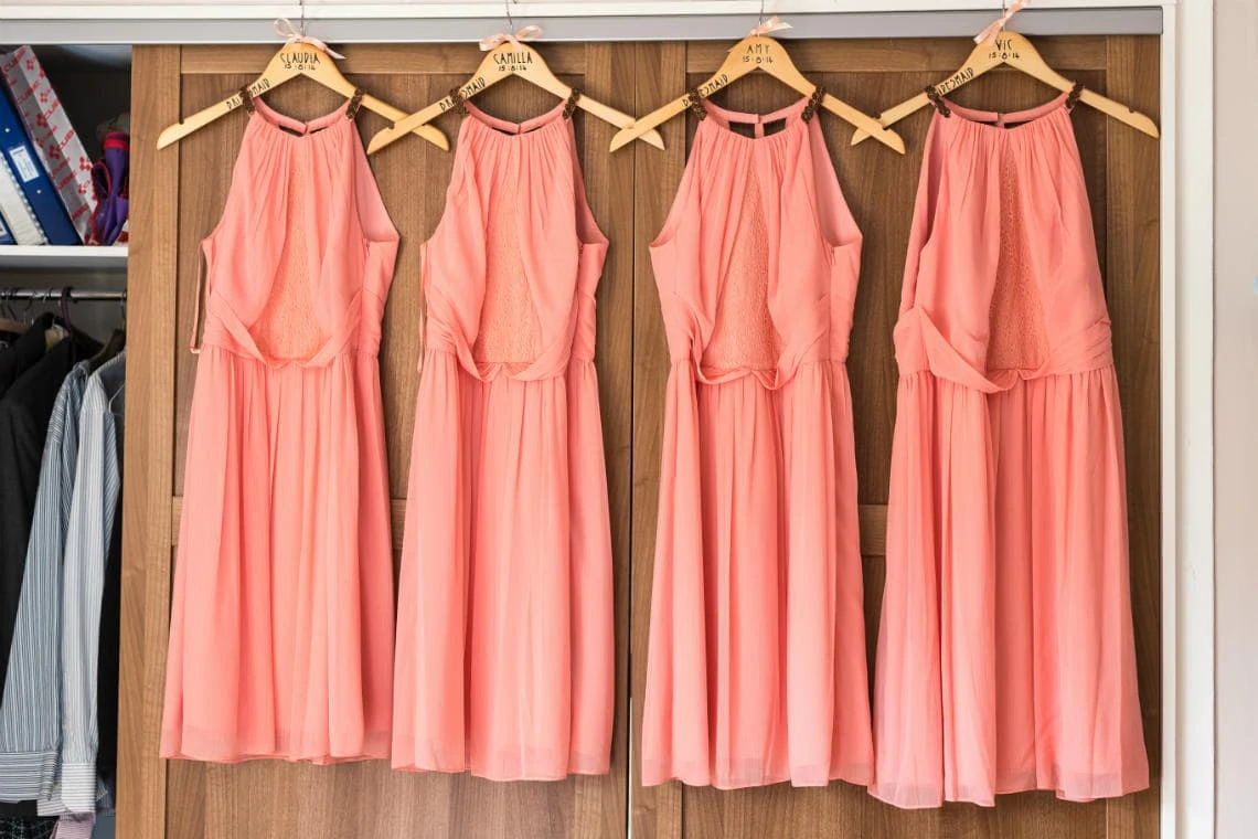 bridesmaids peach dresses