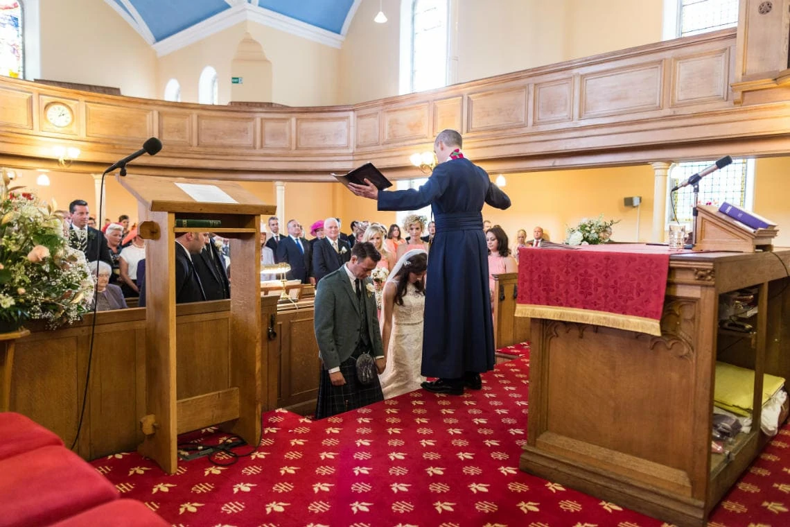 The Benediction at the end of the marriage ceremony in the church in East Lothian