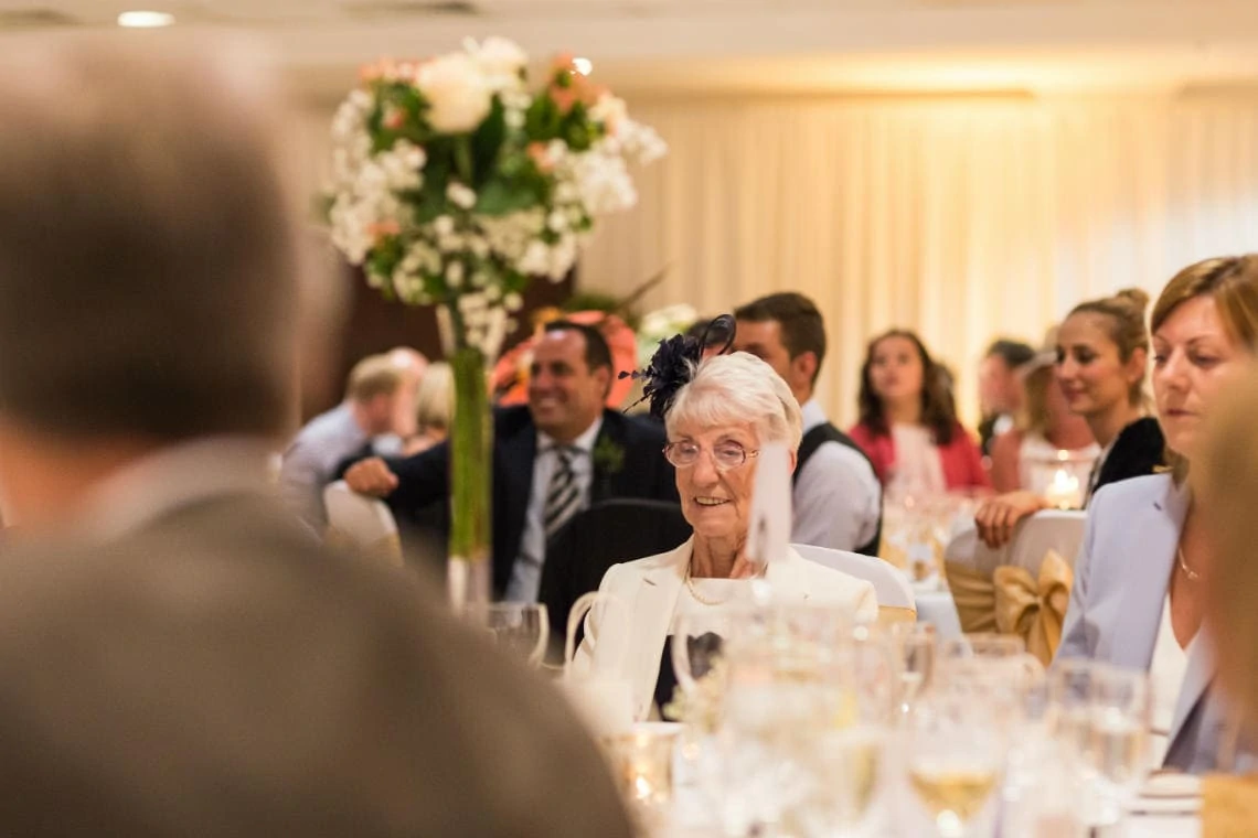 granny listens to the groom's speech in the Dalmahoy Suite