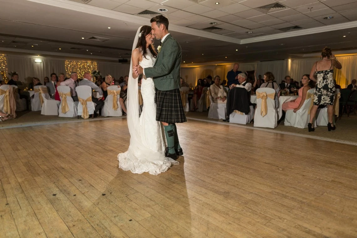 newlyweds' first dance in the Dalmahoy Suite