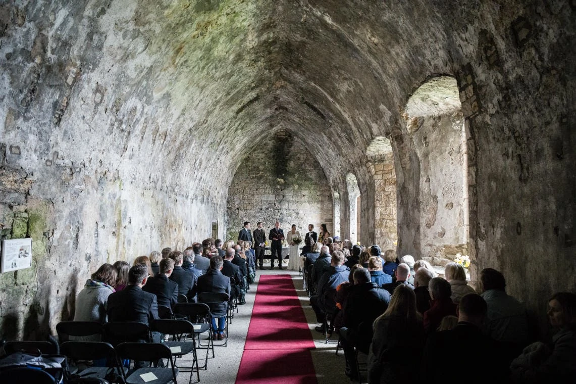 Inchcolm Abbey Humanist wedding ceremony taking place in the Refectory