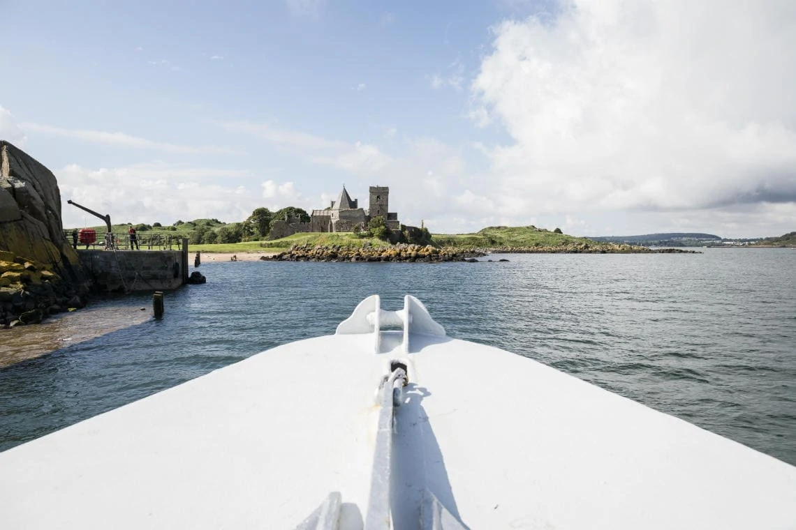 Inchcolm Island approach on The Maid of The Forth with view of Inchcolm Abbey