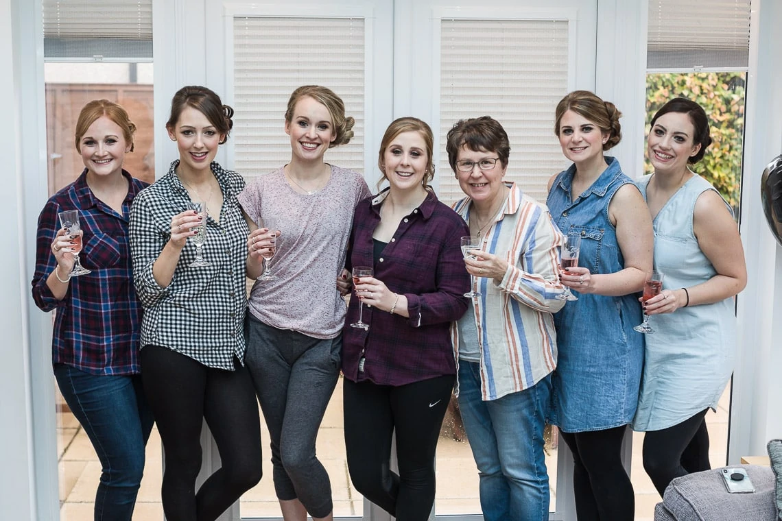 bridal preparations group photo