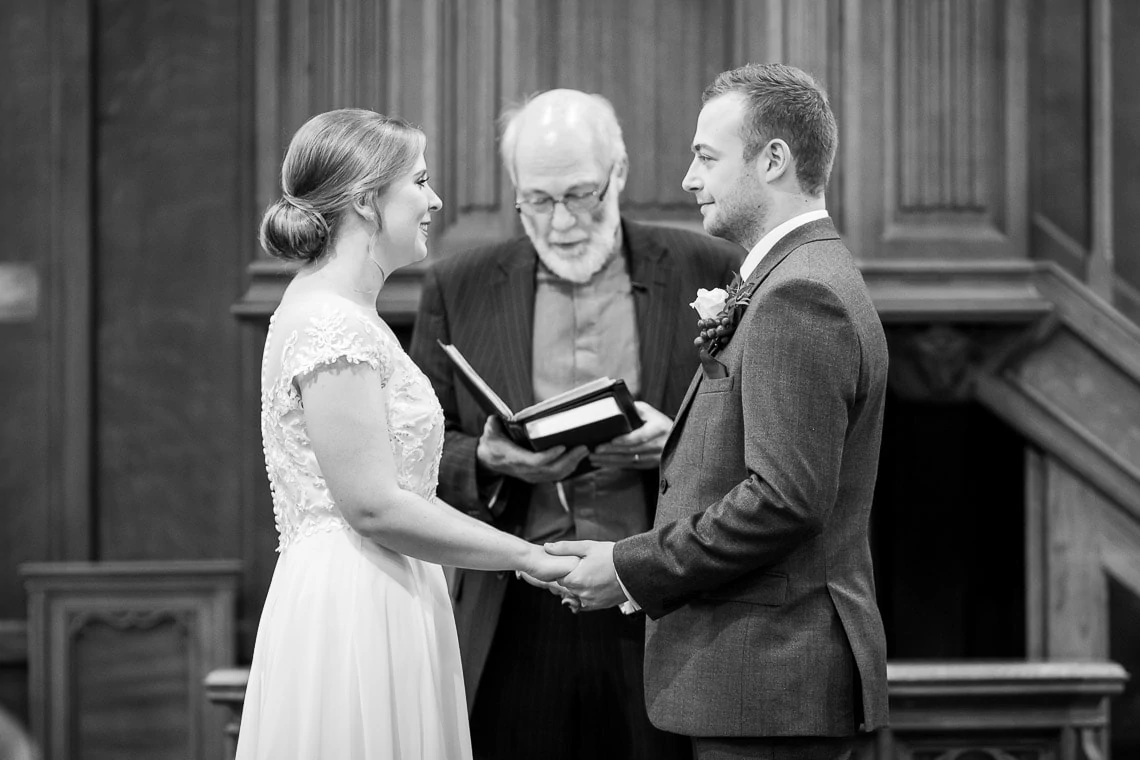 exchange of vows during ceremony at Liberton Kirk