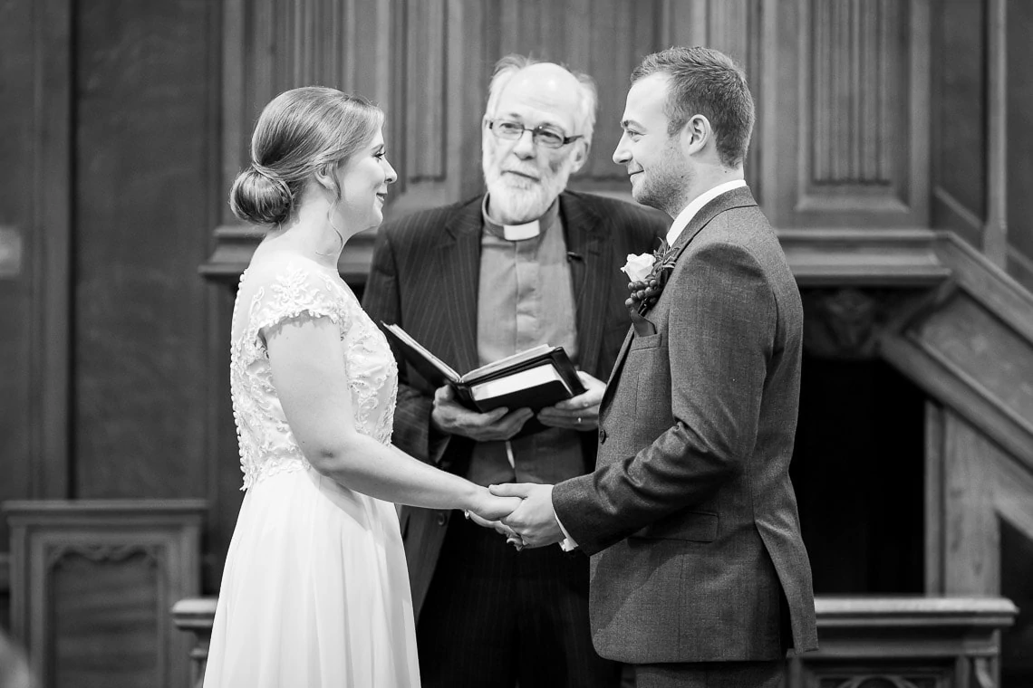 exchange of vows during ceremony at Liberton Kirk