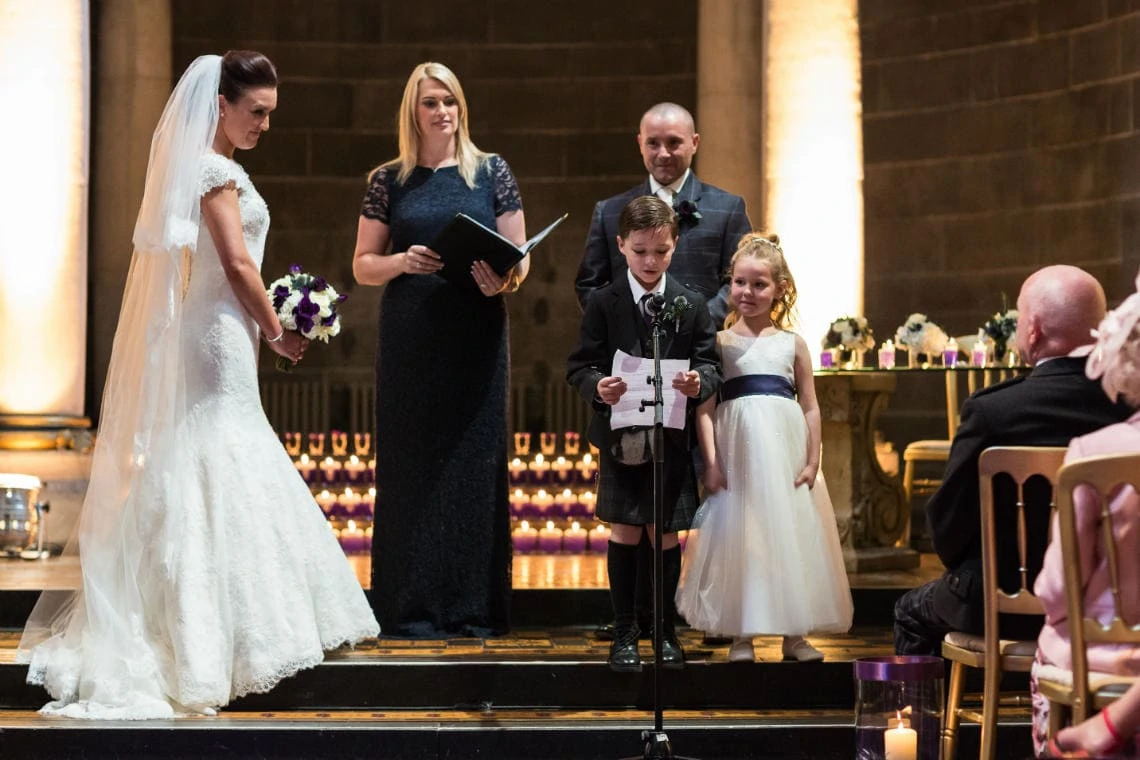 pageboy and flowergirl readings during the ceremony