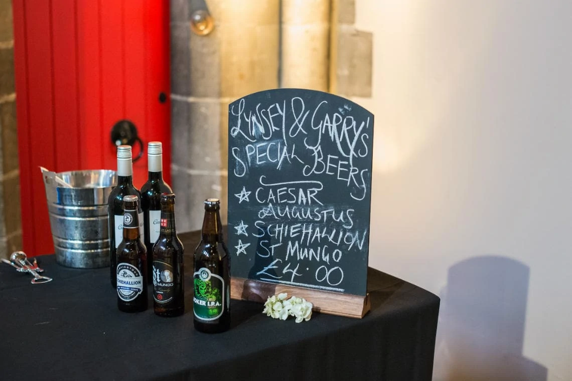 wedding reception newlywed special beers sign
